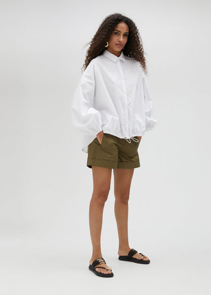 Poplin shirt with elasticated hem