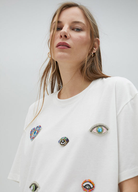 T-shirt with rhinestone detail