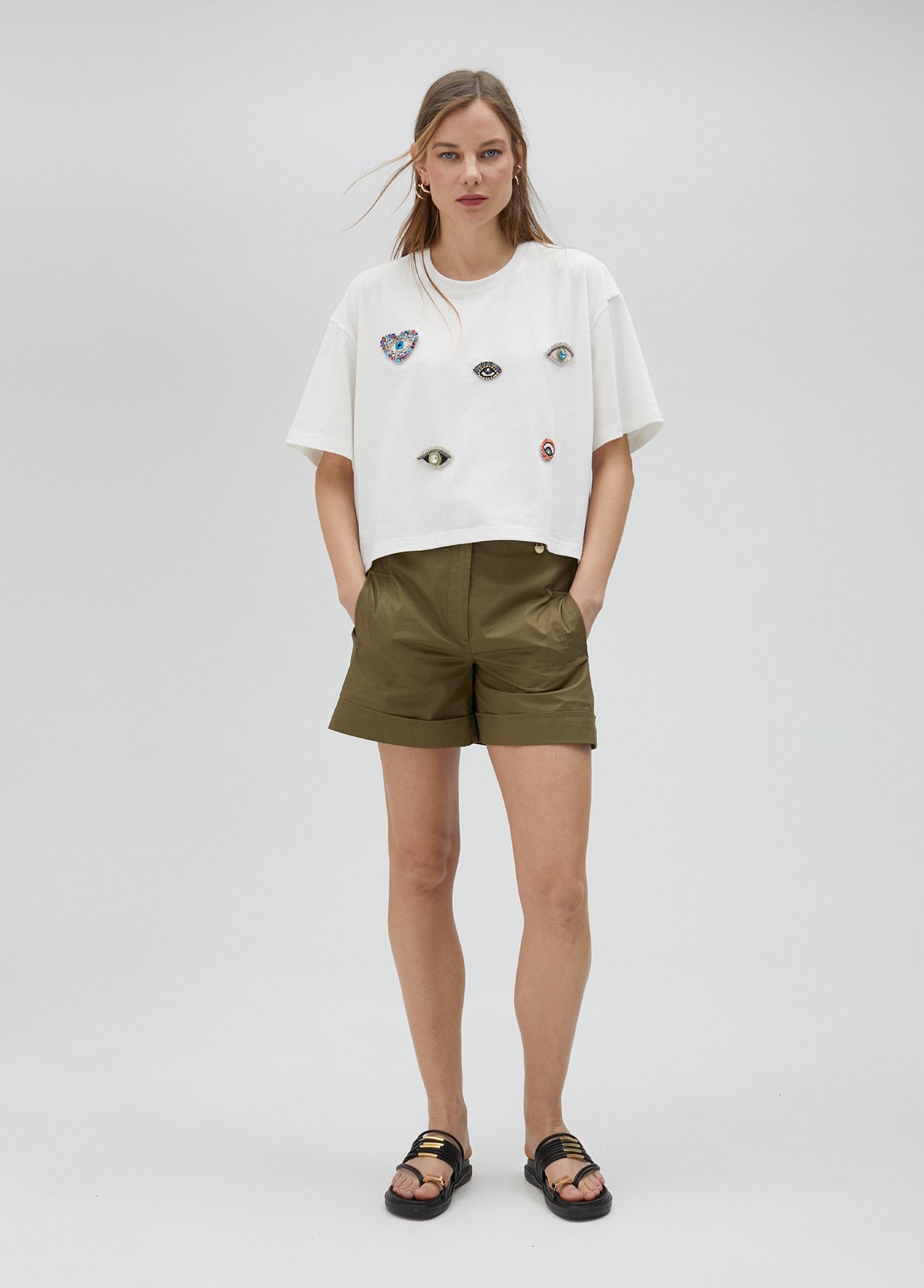 T-shirt with rhinestone detail