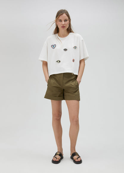 T-shirt with rhinestone detail