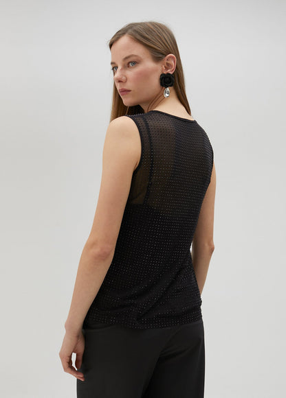 Tulle top with matching rhinestone detail