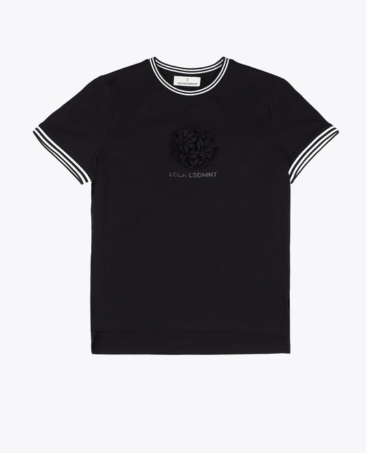 Short sleeve T-shirt with front flower detail