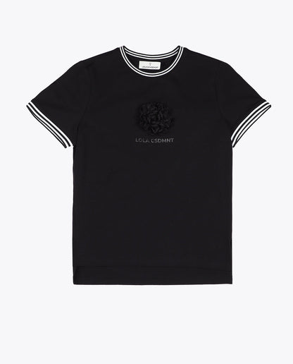 Short sleeve T-shirt with front flower detail
