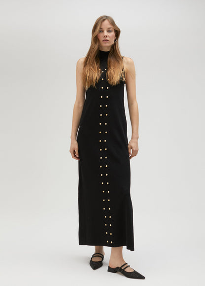 Black knit dress with studs