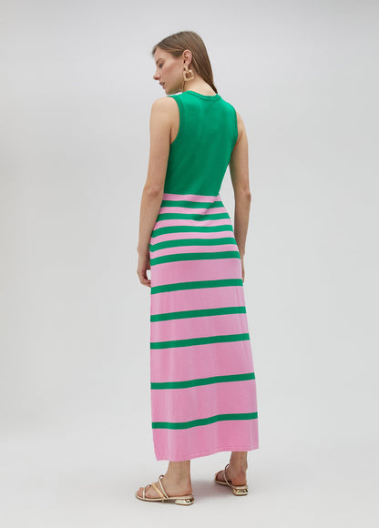 Long two-tone knit dress