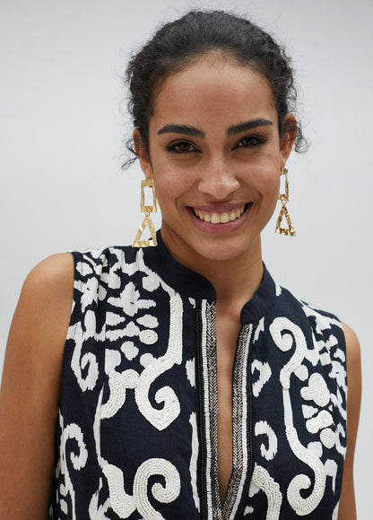 Black and white Kurta with ruffles