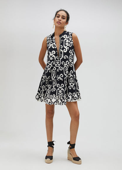 Black and white Kurta with ruffles