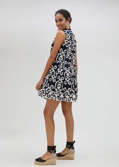 Black and white Kurta with ruffles