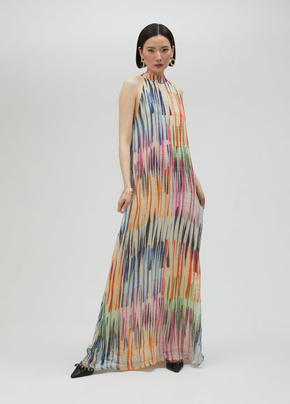 Long multi-stripe print dress