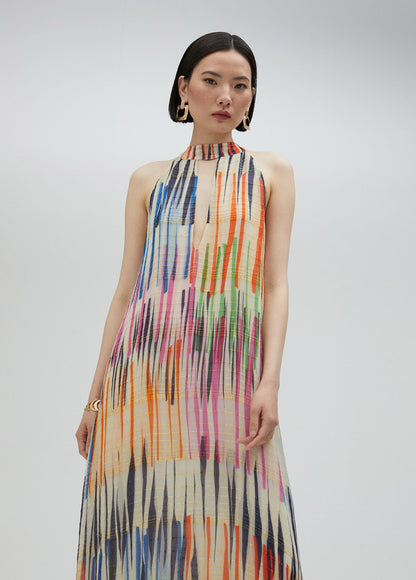 Long multi-stripe print dress