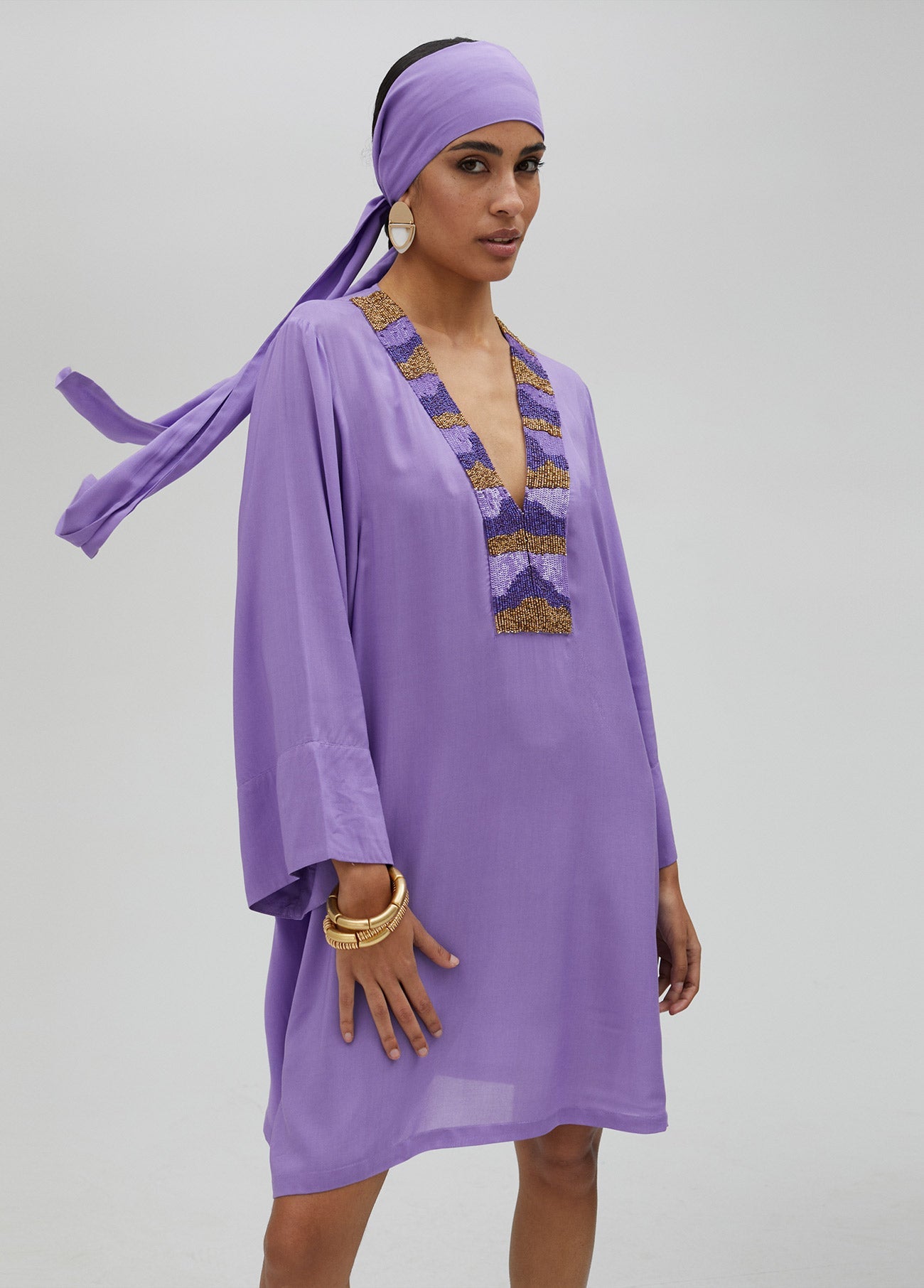 Short dress with rhinestone detail