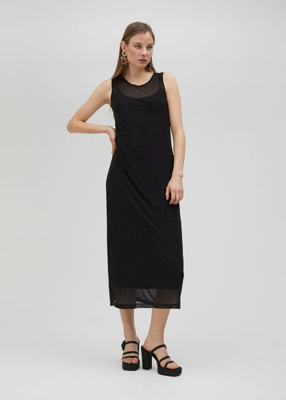 Tulle dress with matching rhinestone detail