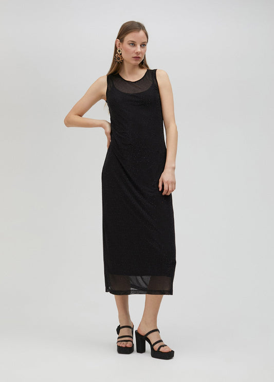 Tulle dress with matching rhinestone detail