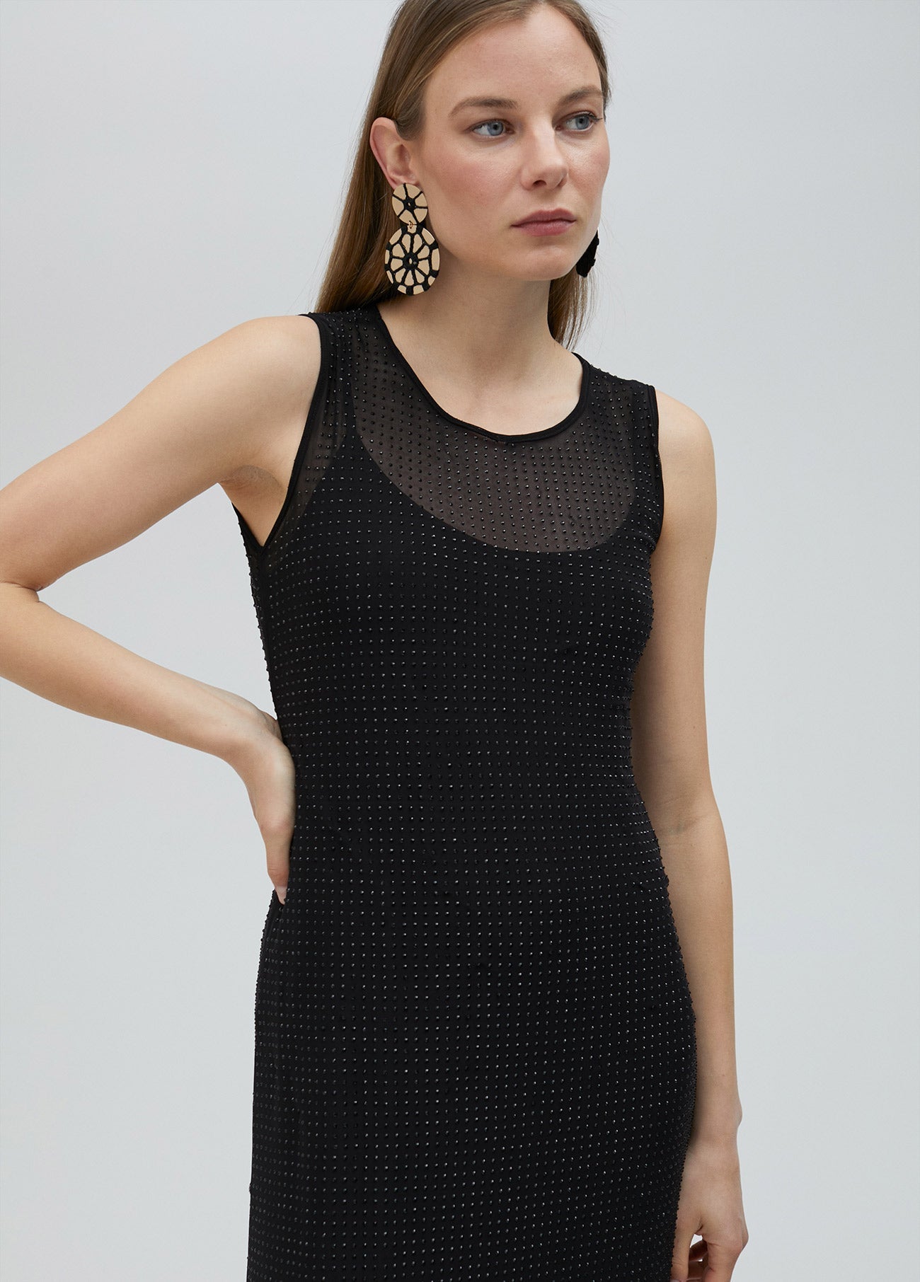 Tulle dress with matching rhinestone detail