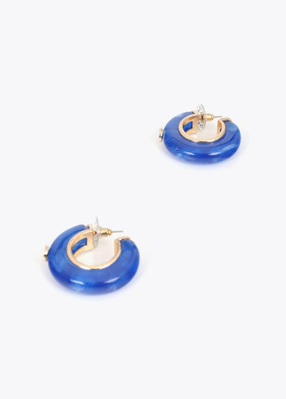Chunky Hoop Earrings in Blue Acrylic