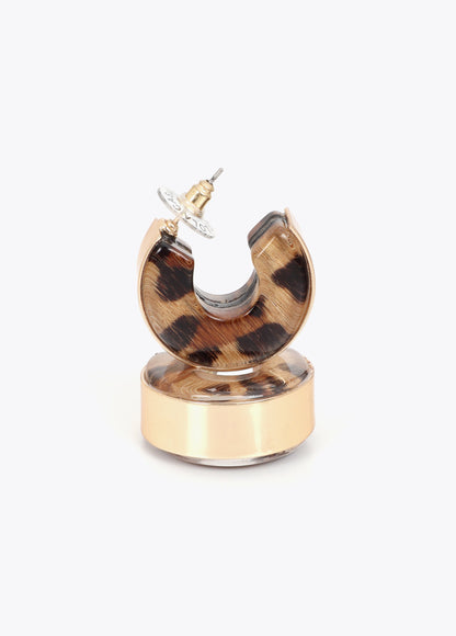 Metal and Animal Print Hoop Earrings