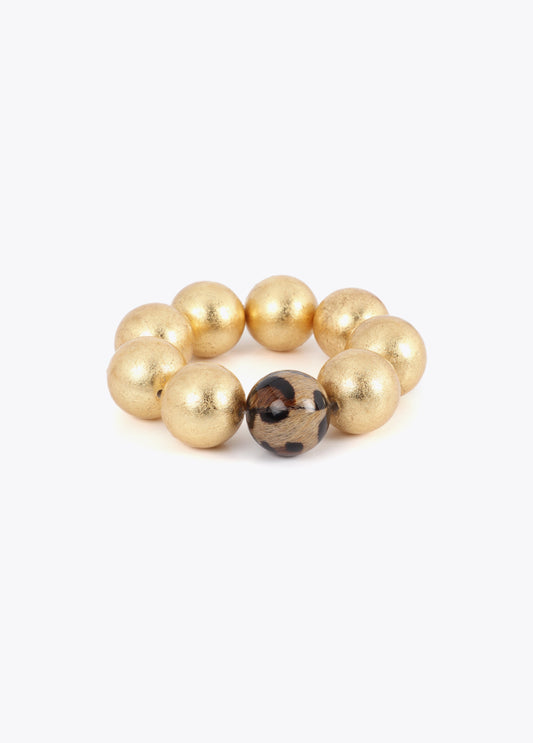 Maxi Bead Bracelet with Animal Print Detail