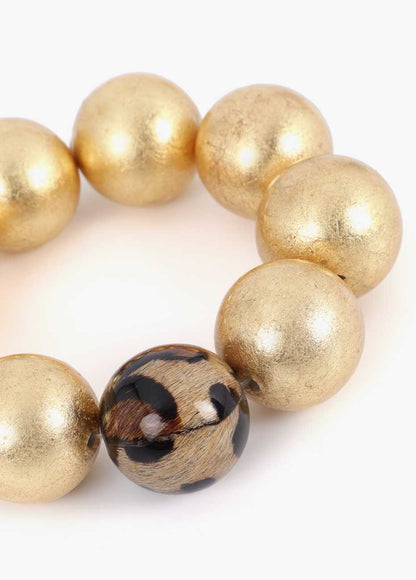 Maxi Bead Bracelet with Animal Print Detail