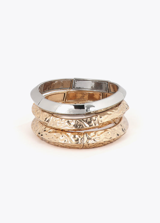 Bicolor Texture Elastic Bracelets Set