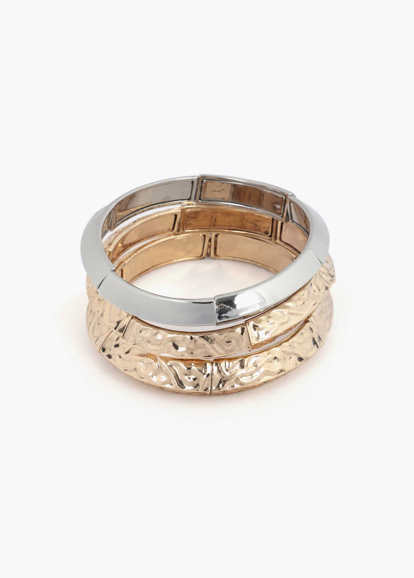 Bicolor Texture Elastic Bracelets Set