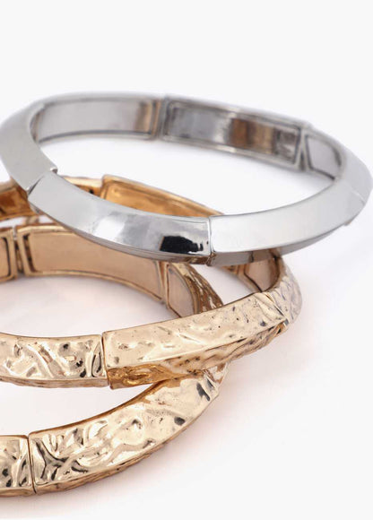 Bicolor Texture Elastic Bracelets Set