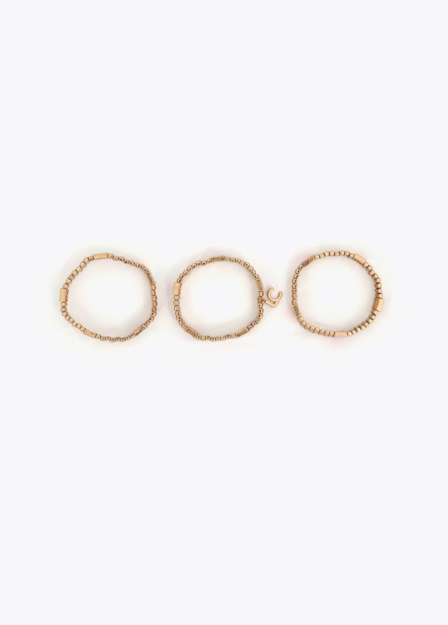 Set of Metallic Elastic Bracelets with Colorful Details