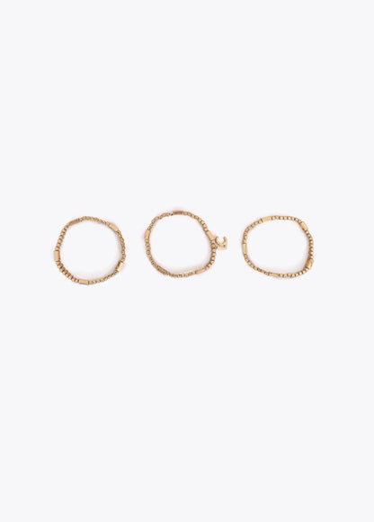 Set of Metallic Elastic Bracelets with Colorful Details