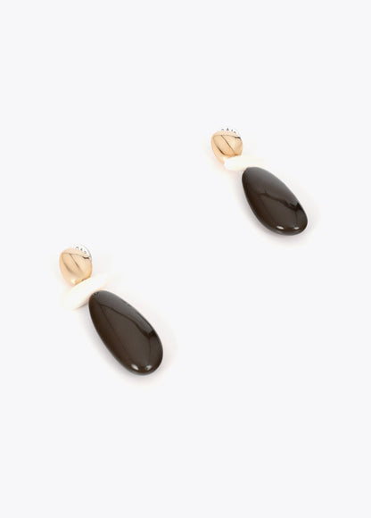 Bicolor Resin Combined Earrings