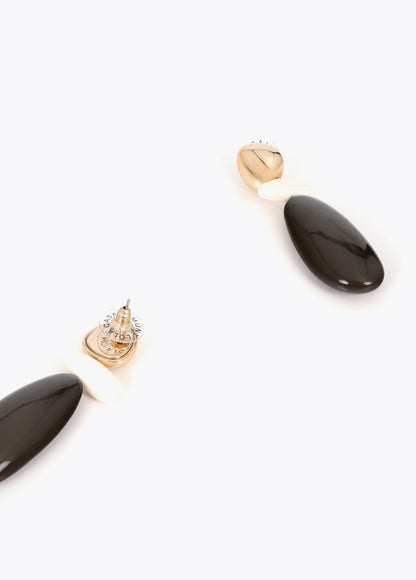 Bicolor Resin Combined Earrings