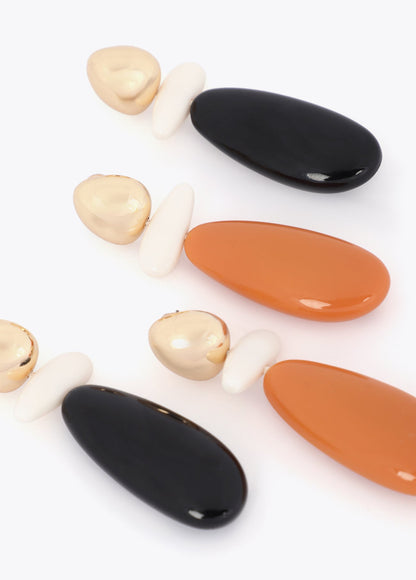 Bicolor Resin Combined Earrings