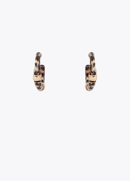 Bamboo Effect Hoop Earrings Animal Print
