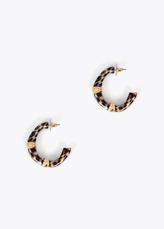 Bamboo Effect Hoop Earrings Animal Print