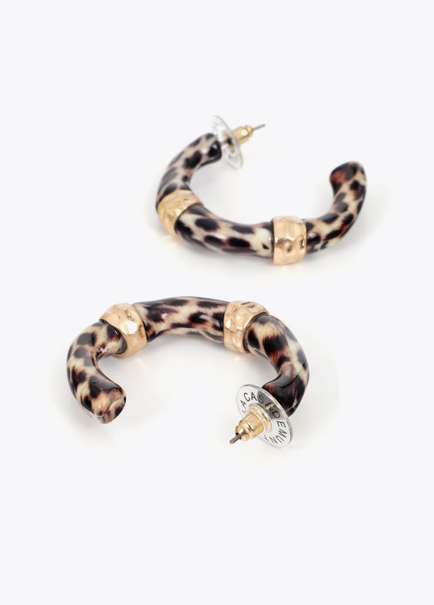 Bamboo Effect Hoop Earrings Animal Print