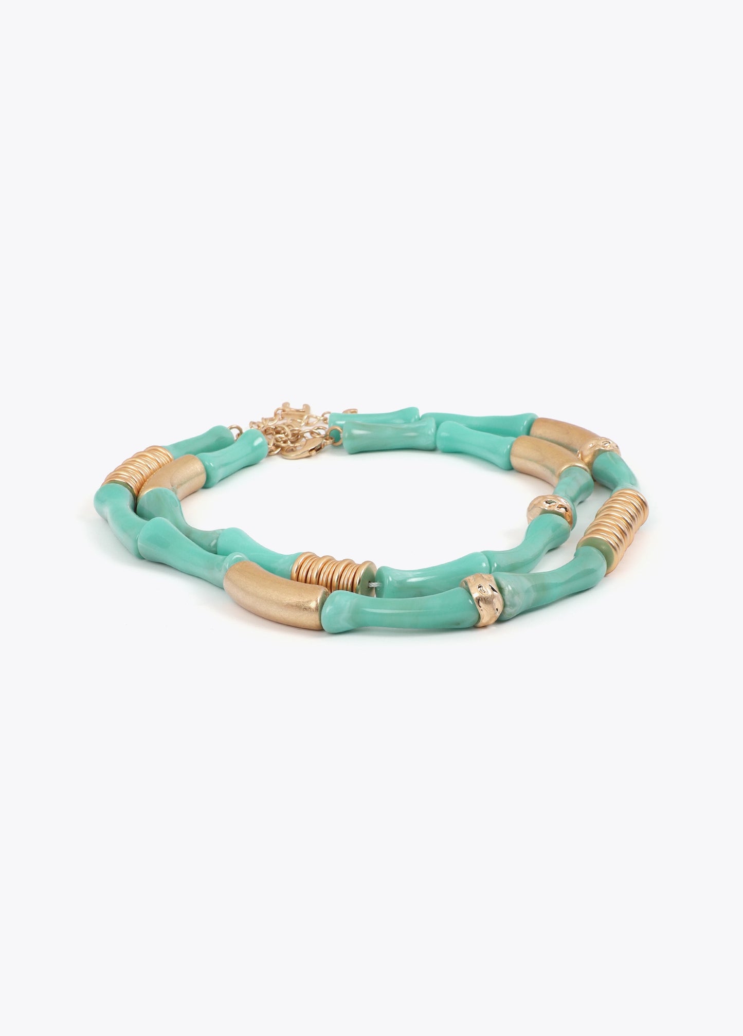 Pack of Two Combined Necklaces with Bamboo-Effect Metal Pieces