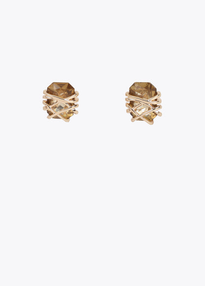 Maxi Crystal Earring with Metallic Detail
