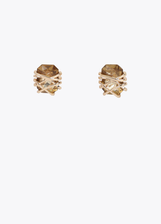 Maxi Crystal Earring with Metallic Detail