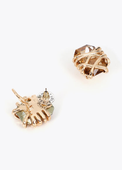 Maxi Crystal Earring with Metallic Detail