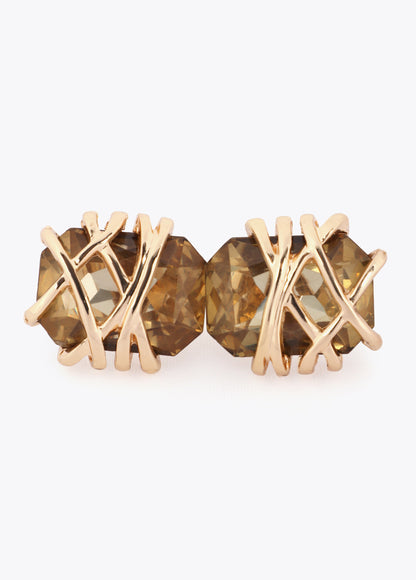 Maxi Crystal Earring with Metallic Detail