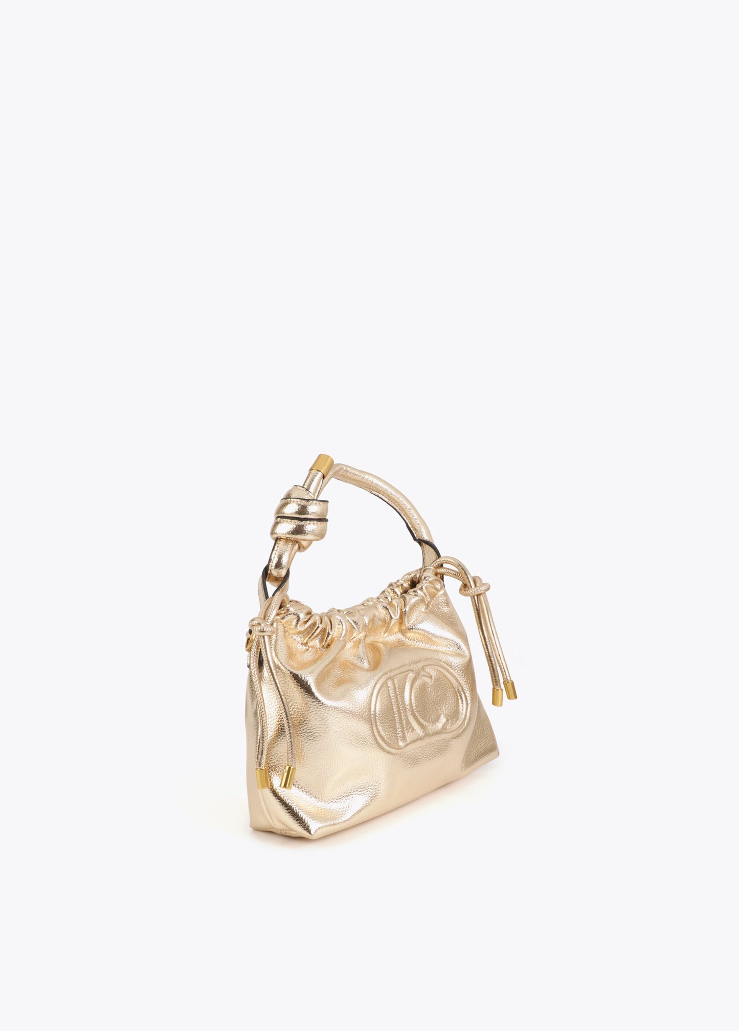 Golden Bucket Bag with Embossed Logo