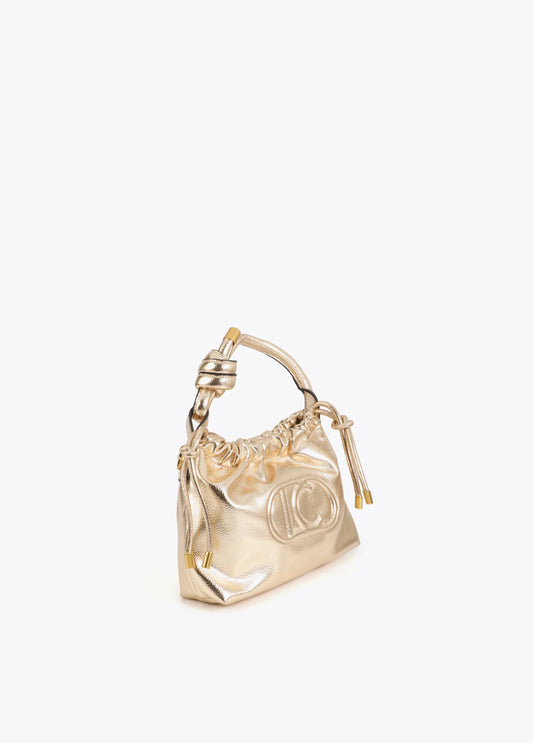 Golden Bucket Bag with Embossed Logo