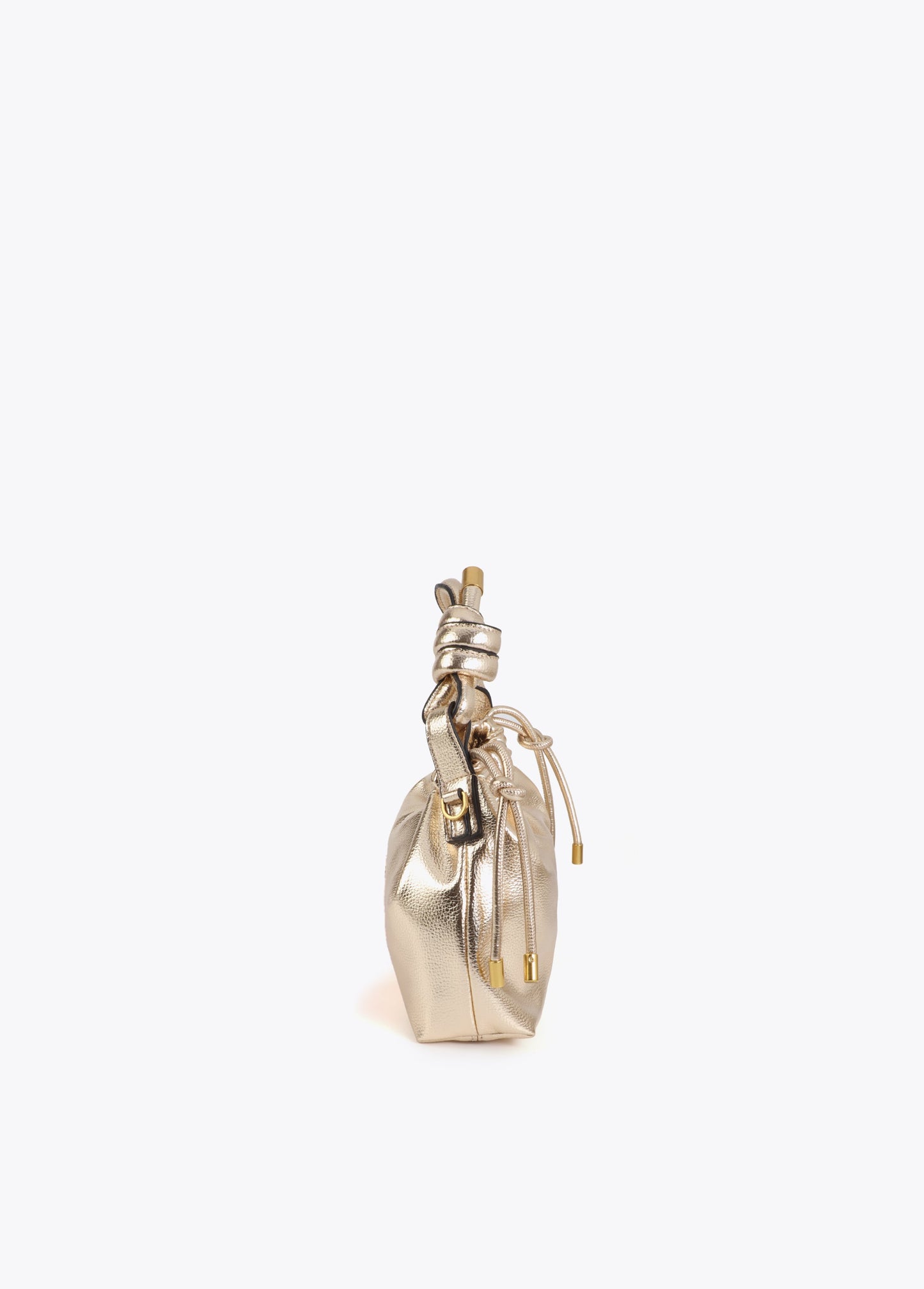 Golden Bucket Bag with Embossed Logo
