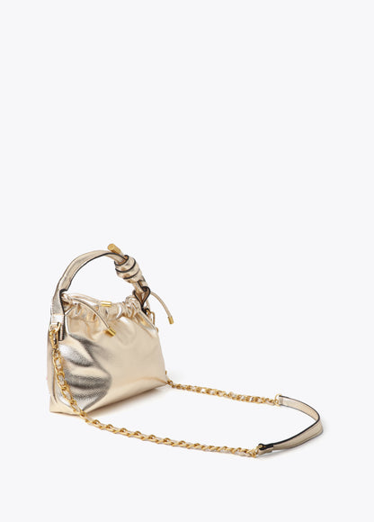 Golden Bucket Bag with Embossed Logo
