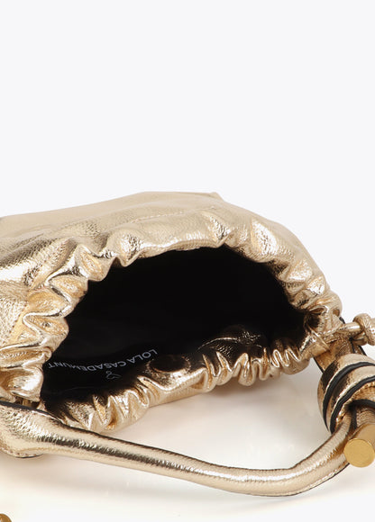 Golden Bucket Bag with Embossed Logo