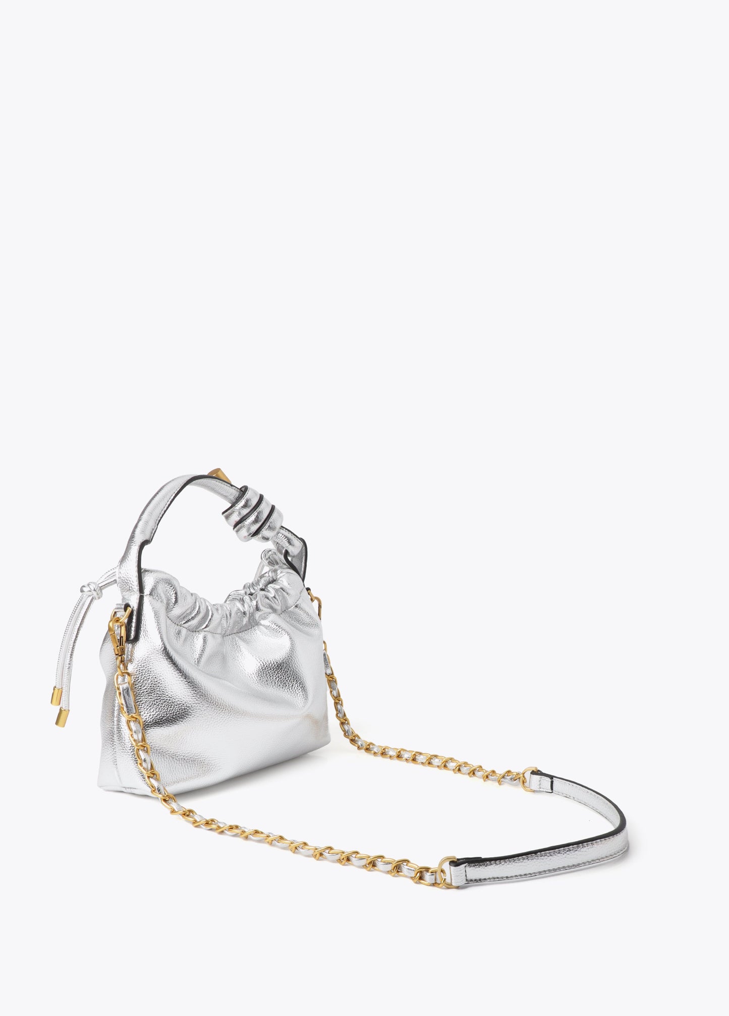 Golden Bucket Bag with Embossed Logo