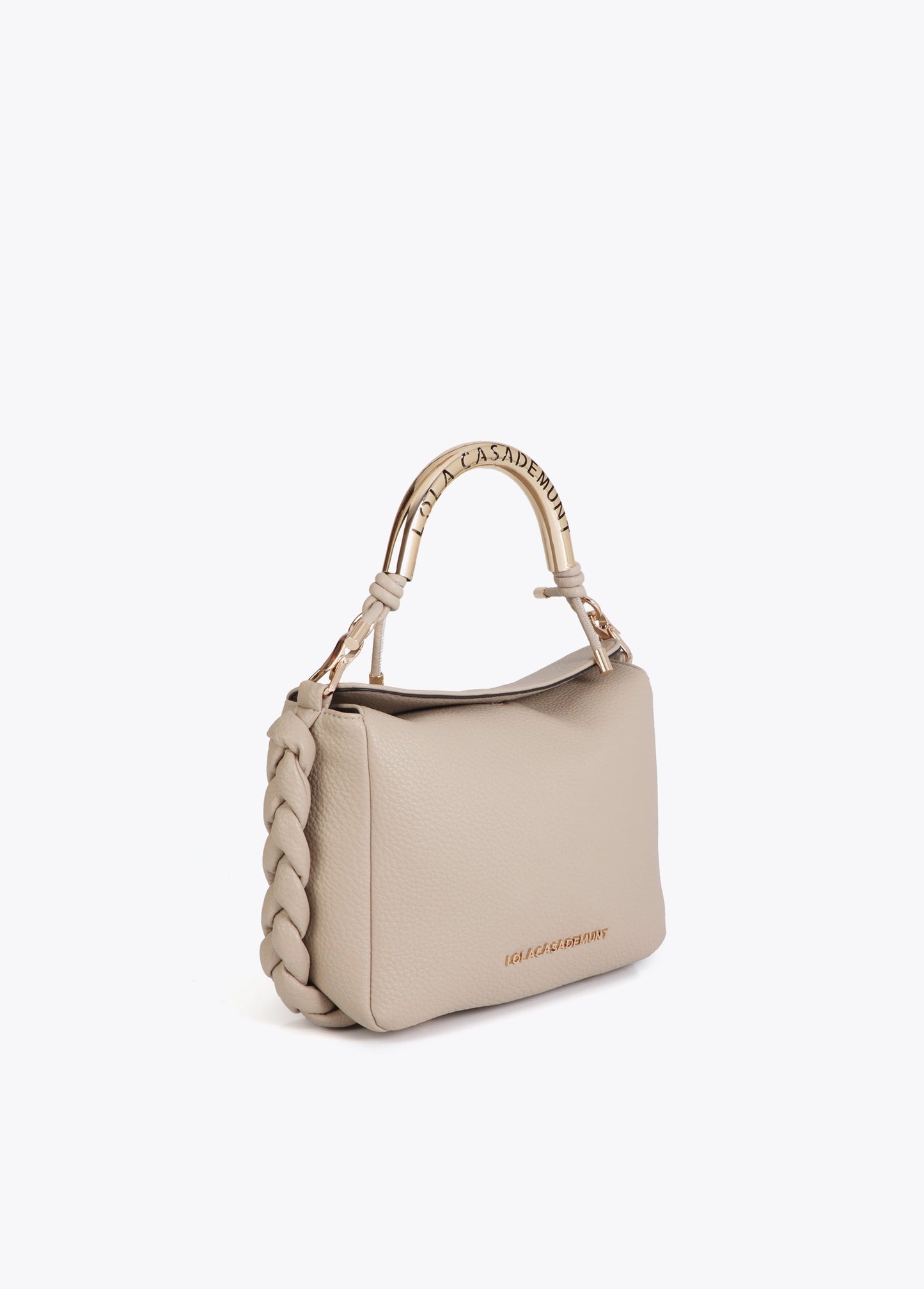 Red Crossbody Bag with Perforated Metal Handle