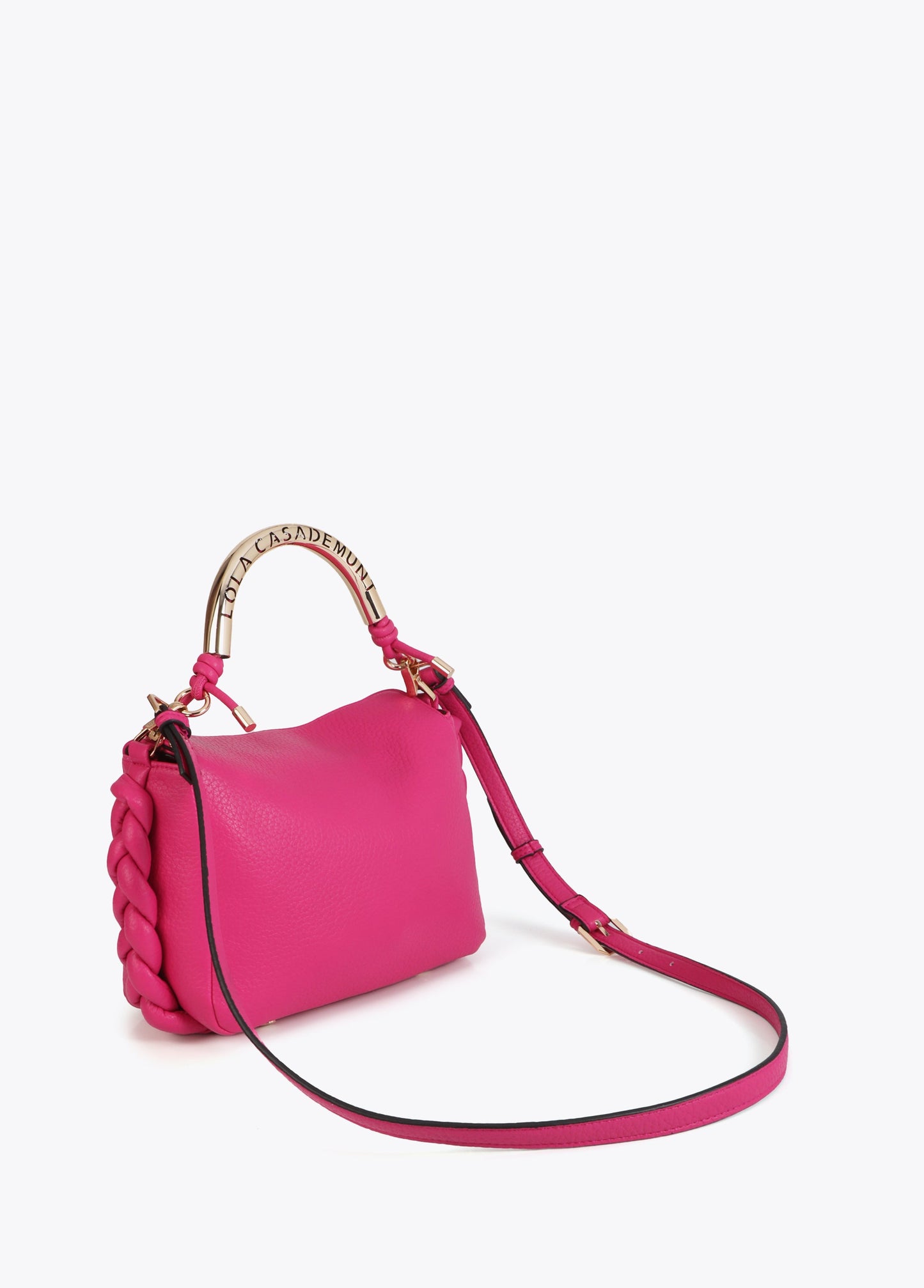 Red Crossbody Bag with Perforated Metal Handle