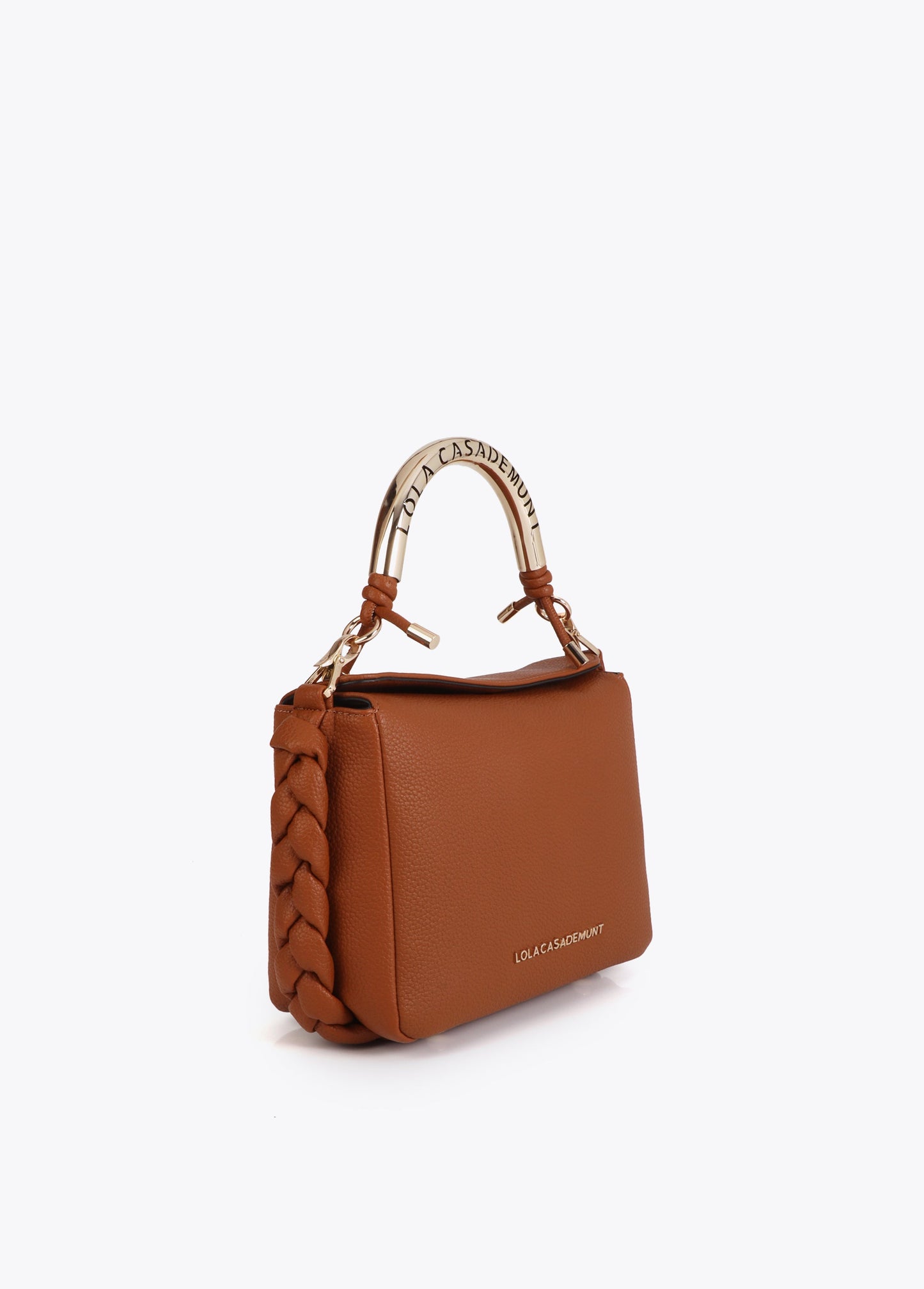 Red Crossbody Bag with Perforated Metal Handle