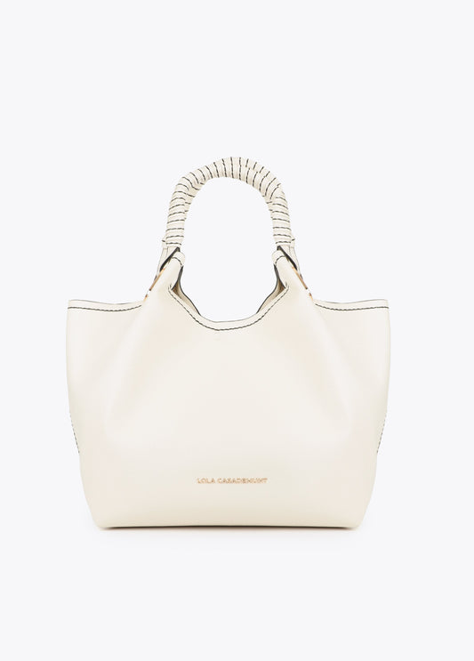 Shopper with Braided Handle and Metallic Details