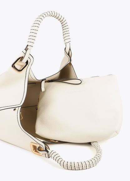 Shopper with Braided Handle and Metallic Details