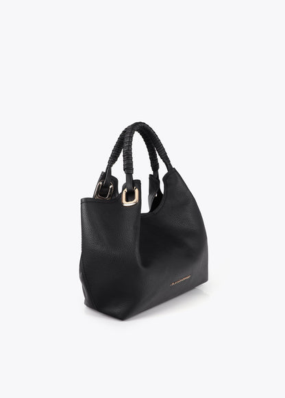 Shopper with Braided Handle and Metallic Details